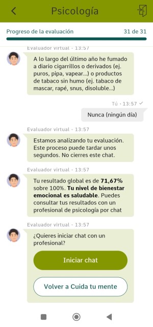 Test psicoemocional Resultado
